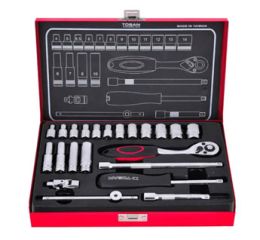 جعبه بکس 22 پارچه درایو 1/4 اینچ ساخت تایوان